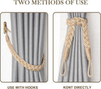 NICEEC 2 Pack Natural Jute Rope Curtain Tiebacks Elegant Boho Style Decorative - Image 5