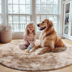 ONASAR Tie-Dye Beige Round Area Rugs 5ft, Soft Bedroom Circle Rug Floor Mats - Image 8