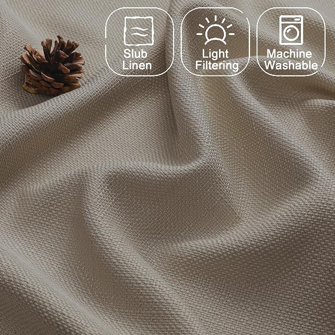 Chyhomenyc Stone Beige Valance for Windows, Light Filtering Faux Linen Textured - Image 3