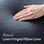 MIULEE Decorative Throw Pillow Covers Neutral Linen Fringe Throw Pillows Set of - Image 3