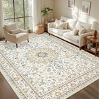 Area Rugs 9x12 Living Room Rug: Washable Rug Soft Vintage Boho Carpet Indoor - Image 3