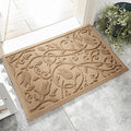 Boho Beige Floral Leaves Outdoor Indoor Entrance Doormats, Absorbent Durable by VivaNest