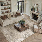 PureCozy Beige Area Rug 5x7 Machine Washable Modern Abstract Living Room Carpet - Image 3