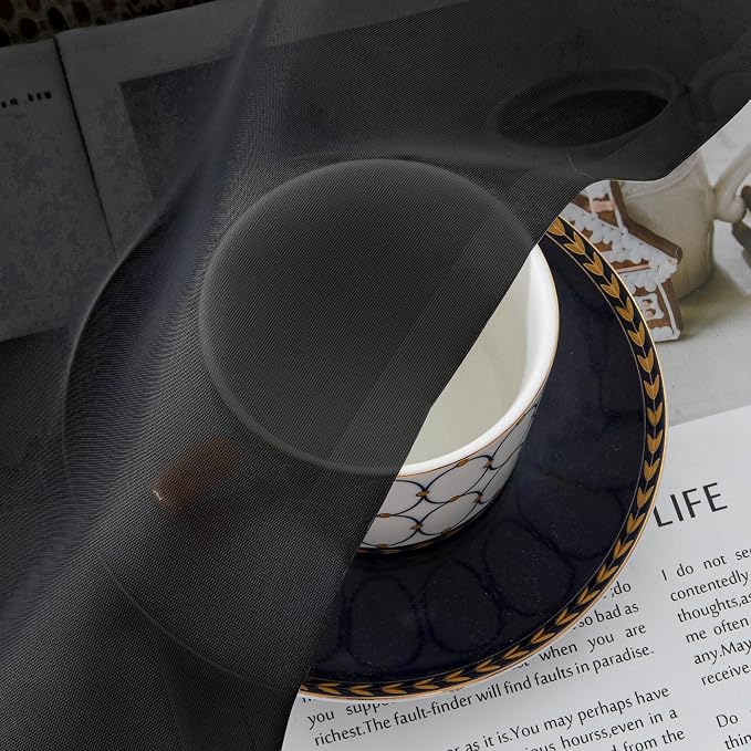 Simplebrand Black Short Sheer Curtains 45 Inch Length - Image 6