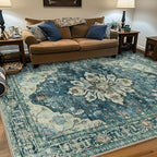 RELEANY Area Rugs 6'x9' Washable Non-Slip, Floral Vintage Distress Print - Image 3