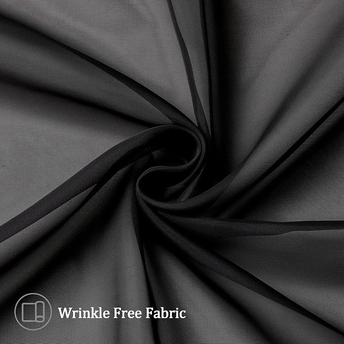 Aiyufeng Black Sheer Curtains for Windows 54 inch Long 2 Panel Set, Rod Pocket - Image 6