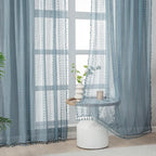 WAZZIO Boho Lace Curtains 63 Inches 2 Panel, Light Filtering Privacy Tassel & - Image 5