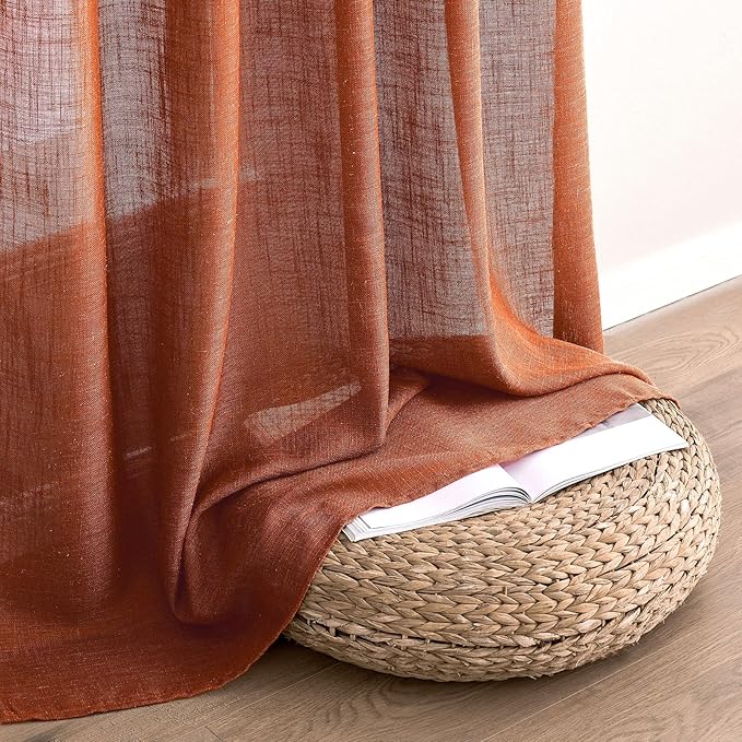 MIULEE Rust Curtains 96 Inch Length 2 Panels - Image 6