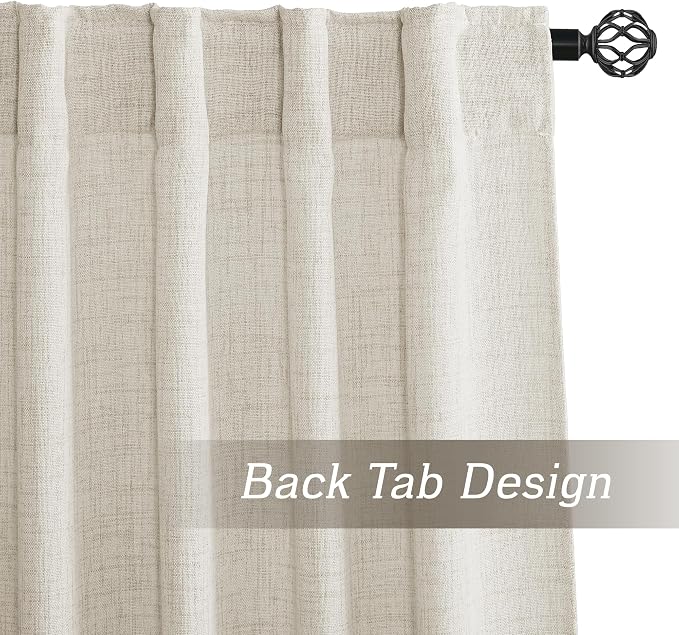 RYB HOME Living Room and Bedroom Curtains and Drapes Linen Sheer, Light - Image 3