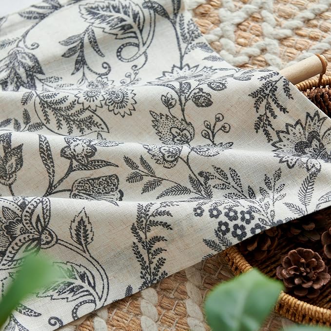 jinchan Linen Valance Curtain Farmhouse Floral Printed Small Window Curtain - Image 8