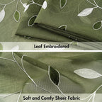 MIULEE Olive Green Sheer Curtains 2 Panels Embroidered Leaf Patterned Rod - Image 4