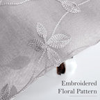 HOMEIDEAS Light Grey Sheer Curtains 52 X 63 Inches Length 2 Panels Embroidered - Image 3