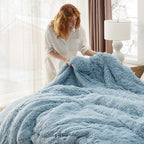 Bedsure GentleSoft Fluffy Light Sky Blue Throw Blanket, Dusty Baby Blue Decor - Image 5