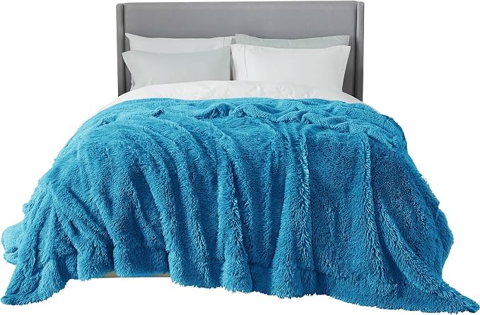 Bedsure GentleSoft Fluffy Bright Blue King Size Blanket by BEDSURE