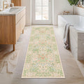 Hazo Haus Non Slip Beige Green Bathroom Runner Rug by HazoHaus