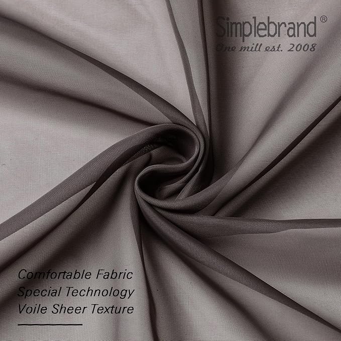 Simplebrand Chocolate Sheer Curtains 63 Inch Length 2 Panels, Rod Pocket Solid - Image 6