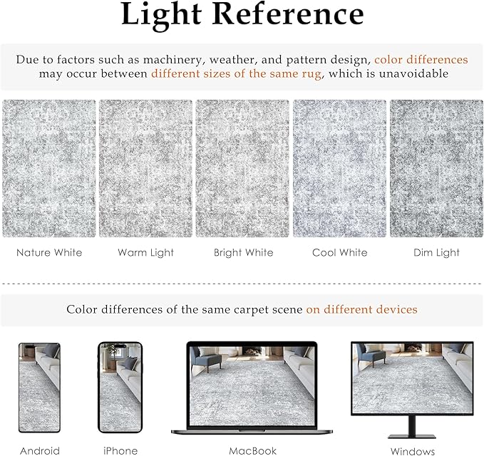 PureCozy 2x8 Runner Rug Washable Vintage Indoor Hallway Carpet Non Slip Grey - Image 2