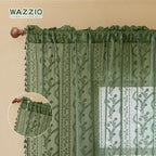 WAZZIO Boho Lace Curtains 2 Panels 72 Inches -Vintage Victorian Sheer Panel - Image 7