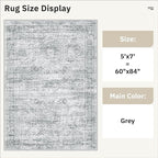 5x7 Area Rugs Gray Low Pile Indoor Washable Trendy Faded Style Rugs - Image 5