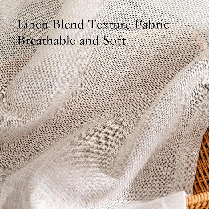 MYSKY HOME Natural Linen Curtains 30 Inches Long - Image 6