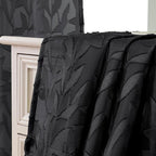 Lecloud Leia Black Sheer Curtains 30 Inch Length 2 Pieces, Breathable Jacquard - Image 3