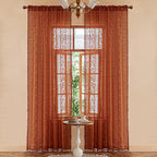 WAZZIO Boho Lace Curtains 84 Inch 2 Panels-Vintage Sheer Panel Drape Floral - Image 3