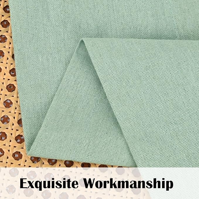 FRAMICS Farmhouse Valance Curtains, Boho Cotton Linen Kitchen Valance, Sage - Image 5