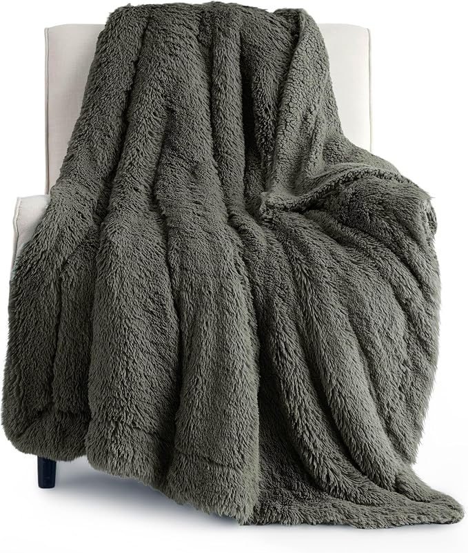Bedsure GentleSoft Fluffy Olive Green Throw Blanket, Moss Green Decor Cozy Gifts by BEDSURE