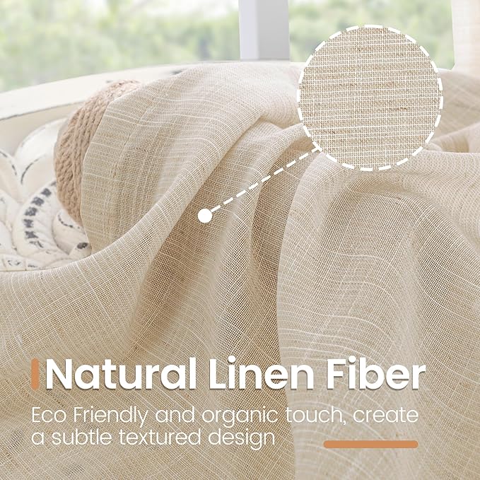 BGment Natural Linen Curtains 45 Inch Length - Image 3