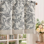 jinchan Linen Valance Curtain Farmhouse Floral Printed Small Window Curtain by JINCHAN