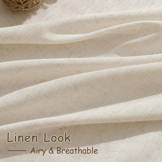 Nanspring Cream Beige Linen Curtains 84 Inches Long - Image 4