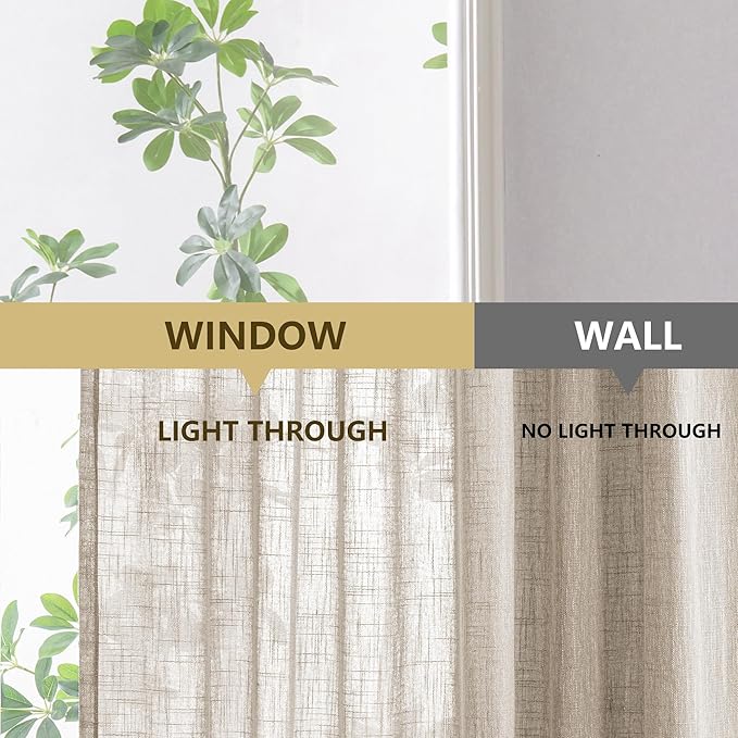 MYSKY HOME Oatmeal Curtains for Living Room, Semi Sheer Curtains & Drapes Light - Image 7