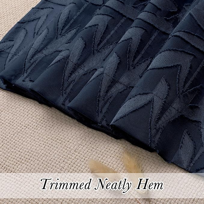 Lecloud Leia Living Room Navy Blue Sheer Curtains 63 Inch Length 2 Panels - Image 9
