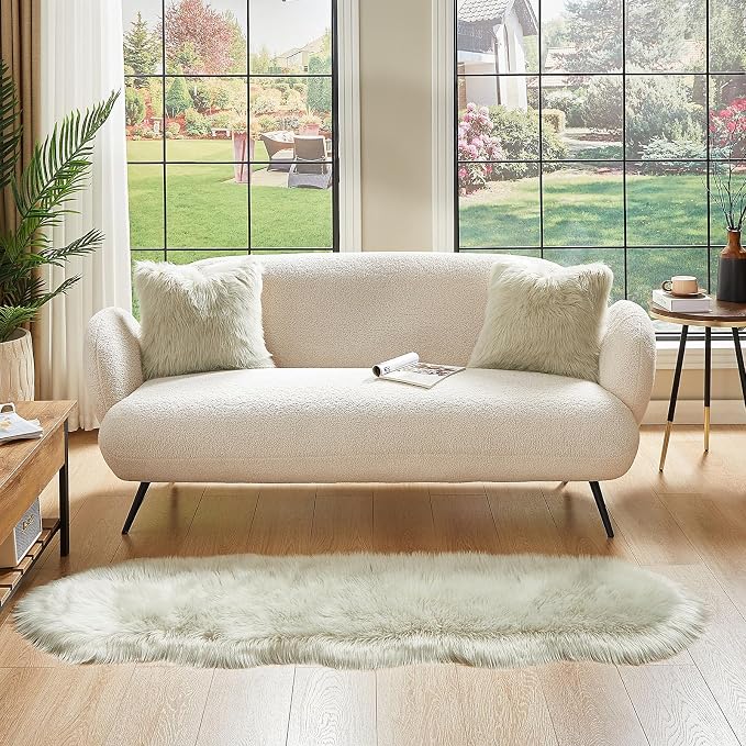 AMTOVO Faux Sheepskin Rug, Light Grey Ultra Soft Fluffy Shag Area Rug, 2 x 6 ft - Image 6