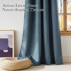 NICETOWN Short Faux Linen Mist Blue Blackout Curtains 63 inches Long - Image 3