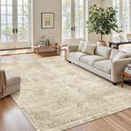 5x7 Area Rugs Brown Low Pile Indoor Washable Trendy Faded Style Floral Rugs - Image 2