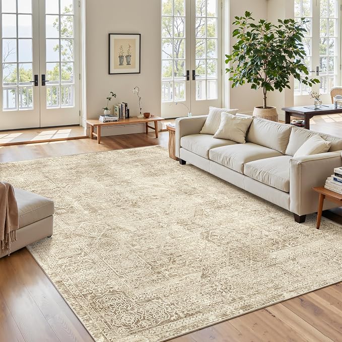 6x9 Area Rug for Living Room Floral Washable Non-Slip Modern Rugs for Bedroom by Soalmost