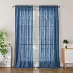 Simplebrand Semi Sheer Dusty Blue Curtains 96 Inches Long 2 Panels, Light by Simplebrand