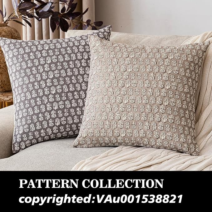 Foindtower Set of 2 Decorative Vintage Floral Print Throw Pillow Covers Neutral - Image 4