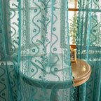 WAZZIO Boho Lace Curtains 2 Panels 45 Inch -Victorian Sheer Panel Drape French by WAZZIO