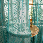 WAZZIO Boho Lace Curtains 2 Panels 63 Inch -Victorian Sheer Panel Drape French by WAZZIO