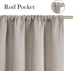 NICETOWN Angora Faux Linen Room Darkening Rod Pocket Curtains 63 inch Length - Image 2