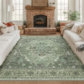 RELEANY Area Rugs Square 8ft Washable Non-Slip, Floral Vintage Distress Print by RELEANY