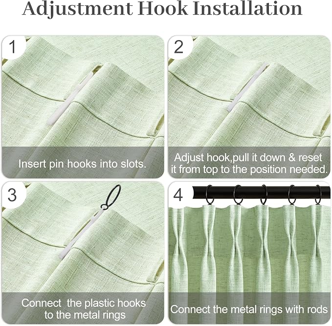 Sage Green Pinch Pleated Curtains 90 Inch Length 2 Panels - Image 7