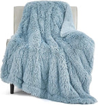 Bedsure GentleSoft Fuzzy Sherpa Faux Fur Blue Twin Blanket Cozy Gifts by BEDSURE