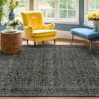 Dark Green Floral Living Room Rug 5x7 Area Rug - Image 9