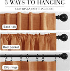 RYB HOME Burnt Orange Total Blackout Curtains Linen Texture, Fall Curtains - Image 7
