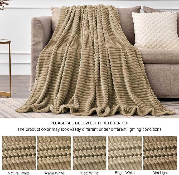 BEDELITE Fleece Blanket King Size – 3D Ribbed Jacquard Soft and Warm Decorative - Image 6