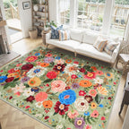 Washable Area Rug 8x10 Green, Large Soft Rugs by WelcometoBabovid