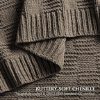 EVERGRACEHOME Modern Checkered Chenille Throw Blanket, Soft Cozy Plaid Knitted - Image 3